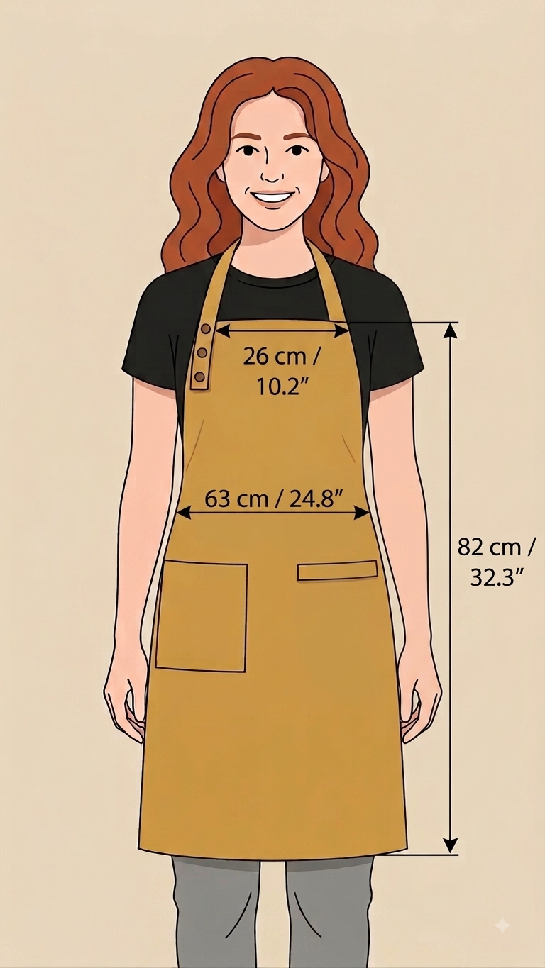Koyu İndigo Denim Kademeli Önlük, Boyundan Askılı, Çıtçıtlı