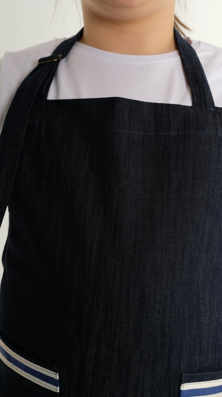Denim Özel Baskılı  Ayarlanabilir Boyun Askılı Çocuk Önlüğü (7-12 Yaş)